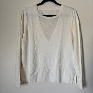 Bar III Women’s White Contrast Neck Knit Sweater, Size XL